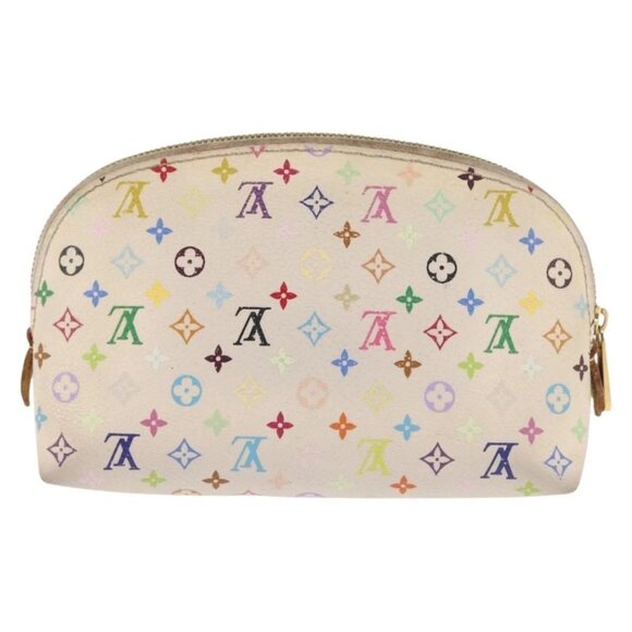 LOUIS VUITTON Multicolor Pochette Cosmetic PM Pouch White M47354 LV Auth 145783 - Picture 2 of 16
